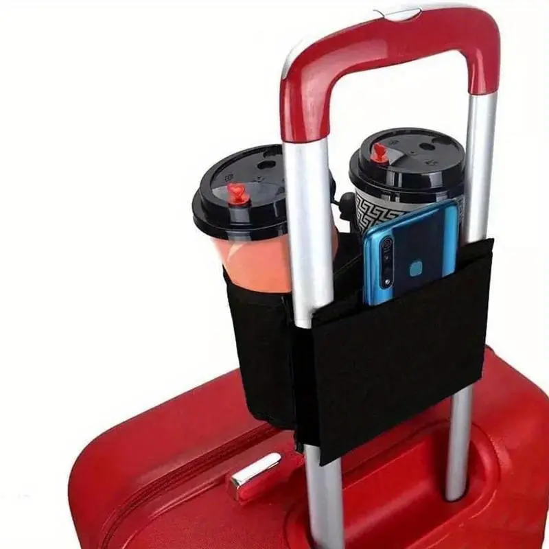 Luggage Travel Cup Holder Durable Free Hand Travel Luggage Drink Bag Travel Cup Holder Storage Bag Travel Bottle Organizer Travel Accessories Travel Organization Pouch Fits All Suitcase Handles Durable Travel Accessory Travel Pouches