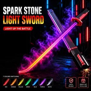 SparkBlade Samurai LED Lightsaber Toy Cyberpunk Katana - 29" Light-Up PropforCosplay, Raves & Festivals RGB swords for kids, Gift summervibes Party Birthday