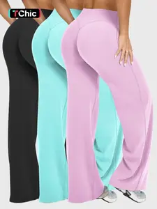 3 pcs Women's High-Waisted Straight-Leg Pants Set, Loose Fit Yoga Sportswear, Casual Outdoor Fitness Wear, Activewear Bottoms, Athleisure Pants, Fitness Trousers, All-Season Street Style