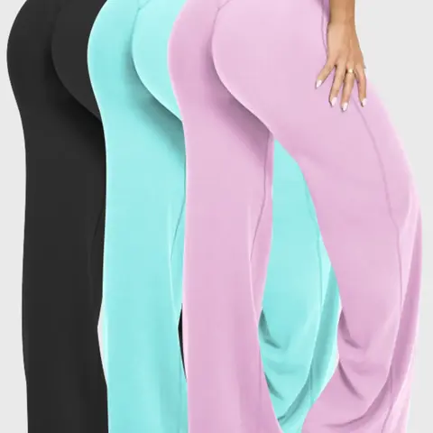 3 pcs Women's High-Waisted Straight-Leg Pants Set, Loose Fit Yoga Athletic Sportswear, Casual Outdoor Fitness Wear, Workout Gym Wear, Activewear Gym Sportswear Bottoms, Athleisure Pants, All-Season Street Style