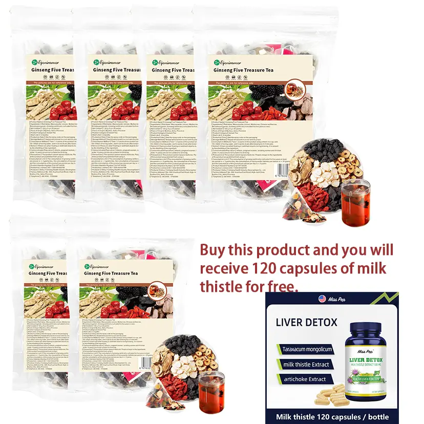 【Milk thistle for gift】Kidney Tea Formula Ginseng Five Treasure Tea - 30 Bags of Chinese traditional Herbal Ingredients Tea Kidney Cleansing Teafor Me