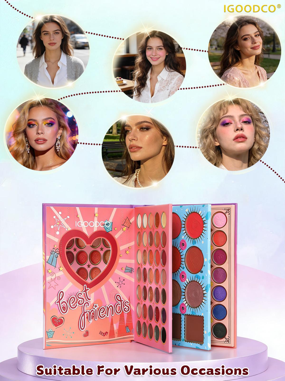 IGOODCO 82 color shiny matte multi color eye shadowhighlight beautiful girl pattern multi-function makeup paletteEyeshadow Set Eyeshadow Brush Cosmetic