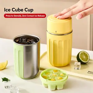 Summer Must-Have Ice Cube Cup, 2-in-1 Ice Mold + Tumbler, Press to Demold, Keep Drinks Cold Longer!