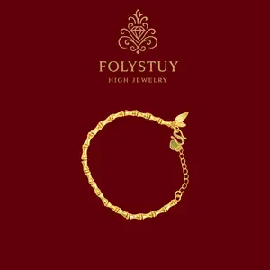 8.4IN-【FOLYSTUY(W0040)】Elegant Bamboo Joint Hand Chain - Exquisite Delicate Ornament for Any Occasion-Bamboo