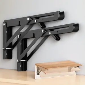 Heavy-Duty Wall Mount Bracket Set, Rust-Resistant Folding Shelf Supports, Space-Saving Design, Durable Metal Storage Solutions