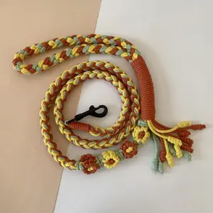 Universal Colorful Dog Leash - Handwoven Cotton Rope Lead for Small Medium Large Dogs - Heavy Duty & Soft Braided Pet Walking Leash - Creative Fashion Accessory for Outdoor Training