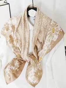 Women's 1 Piece Floral Print Silk Scarf, Fashionable Soft Breathable Scarf For All Seasons, Casual Versatile Scarf For Women Gifts