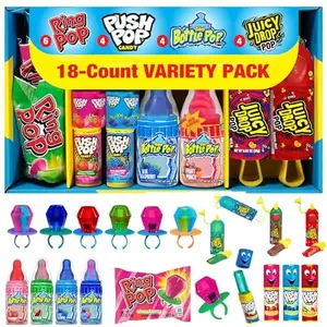 Candy Variety Pack, 18 Count Assorted Lollipops, Bulk Individually Wrapped Ring Pop, Push Pop, Baby Bottle Pop & Juicy Drop, Ideal for Birthdays, Party Favors for Kids & Hard Candy Gifts