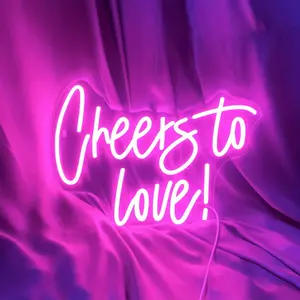 USB-powered neon light, love celebration lamp with dimmer switch. Perfect for home, bar, party and wedding decoration (Pink).