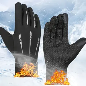 Men's New Fleece Lined Warm Finger Gloves, Ideal for Spring and Fall Outdoor Activities, Perfect for Fishing and Sports Use