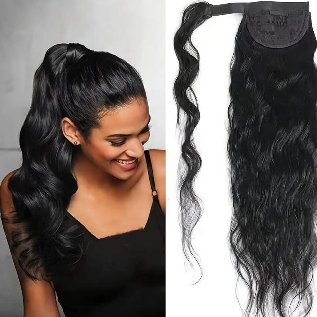 "Brazilian Body Wave 100% Human Hair Ponytail Extension, Clip In Magic Ponytail Hairpiece, Natural Black 8-30 Inch, Easy Wear & Long Lasting for Daily & Party Use "	