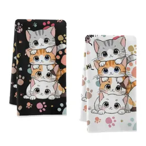 2-Piece Set Four Cats Kitchen Towels, Dishwashing & Hand Drying Cloth, Cute Decorative Gift for Mom Friends Birthday