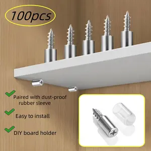 100pcs Self-Tapping Screw Board Brackets, Bookshelf & Cabinet Shelf Support, Hardware Accessories, Durable Fasteners for Home Use, Easy to Install