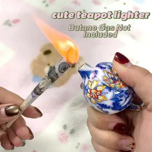 Imperial Phoenix Cute Teapot Lighter(Without Gas) - Elegant Refillable with Adjustable Flame, Cute Collectible Novelty Lighter, Unique Gift Idea (Butane Gas Not Included)