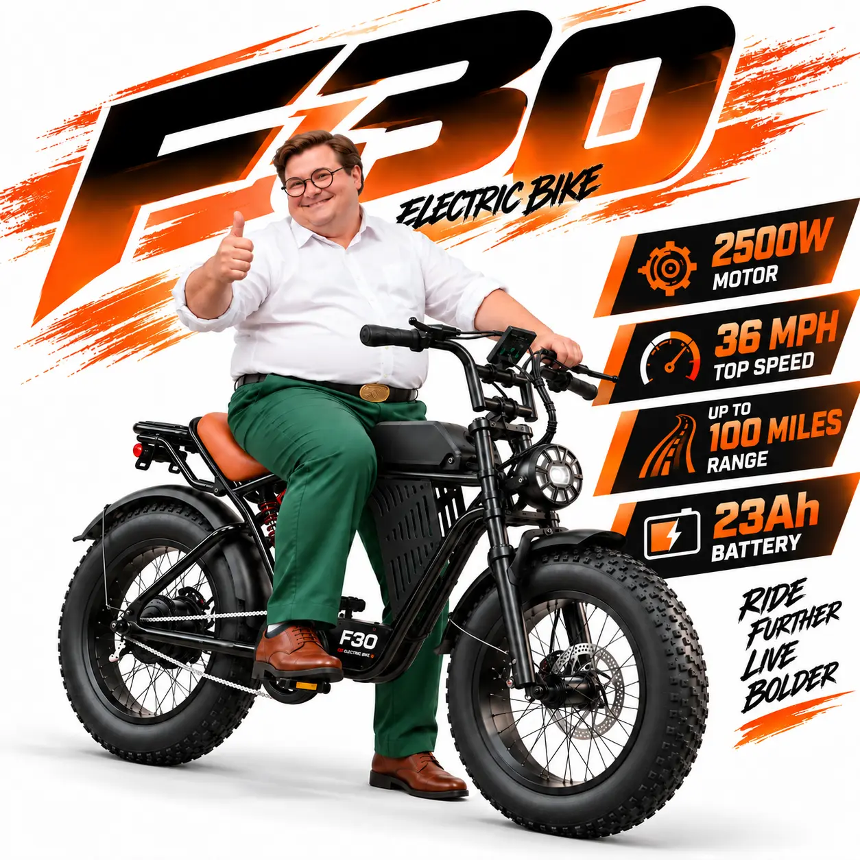 Kazeflow F30-2 Electric Bike for Adults, 2500W Motor, 36MPH, Up to 100-Mile Range, 48V 23Ah Removable Battery, 20" x 4.0" Fat Tire Ebike, Triple Suspension, NFC Unlock, Dual Disc Brakes & Rear Rack