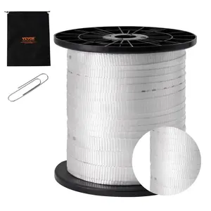 VEVOR Polyester Pull Tape, 3/4" x 318' Mule Tape Flat Rope, 2500 lbf Tensile Capacity, Printed Webbing Cable Pulling Tape for Packaging, Gardening, Commercial Electrical, Conduit Work, White