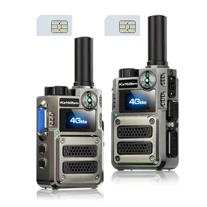 M12 Global Walkie Talkie Fast Radio Unlimited Range Nationwide PTT 4G PoC Two-Way Radio Long Range with LED Flashlight, Compass, No Platform Fee (2pcs with SIM Card)