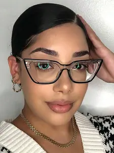 Cute Cat Eye Frame Eyeglasses, Simple Anti-blue Light Eyeglasses for Women & Girls, Fashion High Quality Eyeglasses for Work, Daily Clothing Decor, for Student Daily