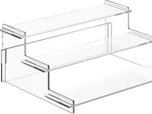 Acrylic Risers Display Stand, 3 Tier Cupcake Holder, Clear Perfume Organizer Stand, Display Shelf for Figures and Collection, Dessert Shelves for Party, Display Risers for Decoration and Organizer