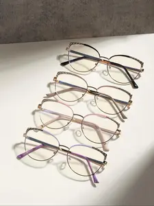 Women's Colorblock Cat Eye Frame Eyeglasses, Trendy Casual Eyeglasses for Work, Daily Clothing Decor, Perfect for Student Daily Use