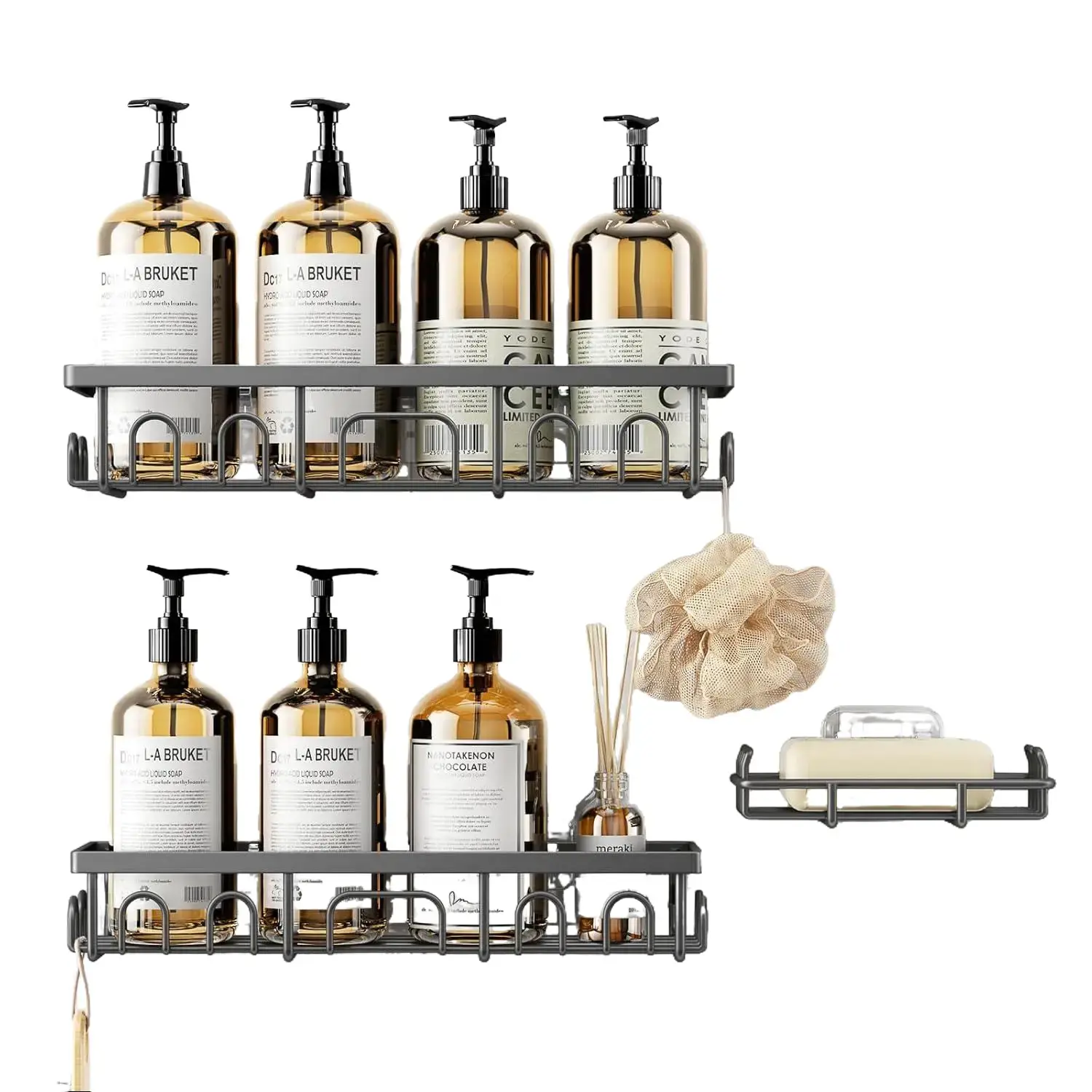 Shower Caddy, 3 Pack Shower Shelves for Inside Bathroom, Rustproof Adhesive Bathroom Organizer with Soap Holder, No Drilling Washroom Organizers and Storage for Bathtub Room/Kitchen/Home