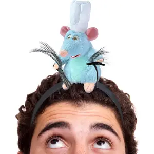 Rat Headband Clip Grabs Hair Rat Plush Toy Mouse Ears Stuffed Animal Costume Props Funny for Adults
