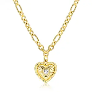 ALEXCRAFT 14K Gold-Plated Heart Necklace — Unique Design, Stylish Accessory, Personalized Heart Pendant — Mother's Day Gift, Birthday Gift