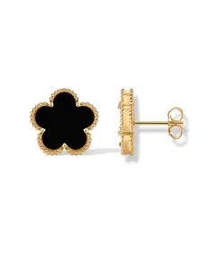 PAVOI 14K Gold Plated Clover Earrings for Women - Clover Drop Dangle and Stud Earrings with Mother of Pearl or Onyx Gemstone - Lucky Trendy Jewelry
