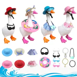 16Pcs Accessories For 7Inch Desk Goose Magnetic Statue,Summer Vacation Style Accessory Include eg Hats Sunglasses Necklace Bikini,Adorable Desktop Goose Outfit Set,Perfect Home Decor&Housewarming Gift