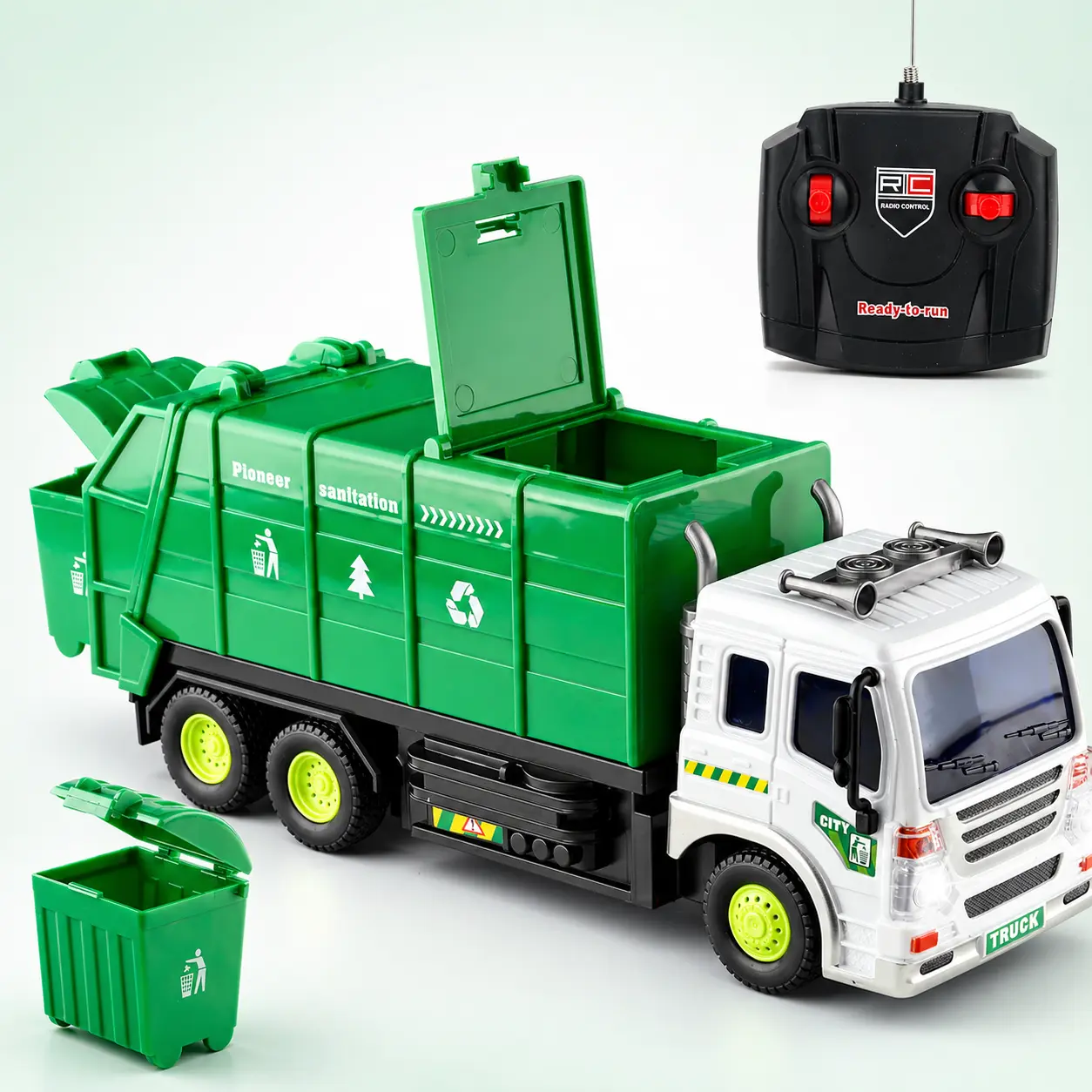 LED Light Remote Control Excavator and Garbage Truck Toys - Great for Young Builders, Construction Play, and Imaginative Adventures