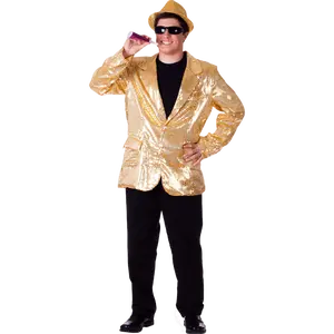 Gold Sequin Jacket For Adults  - Fully Lined Glitter Tuxedo with Pockets Party Costume - Standout Outfit For Halloween, Dance, Christmas & Party - Menswear Fancy Blazer