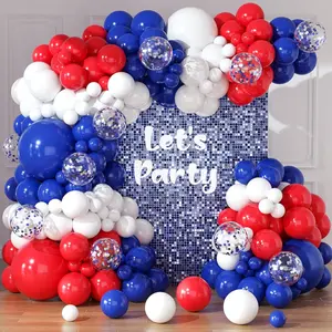 164-Piece Red, White & Blue Balloon Garland Kit with Confetti Balloons Ideal for 4th of July, Graduation, Baseball, and Birthday Party Decorations