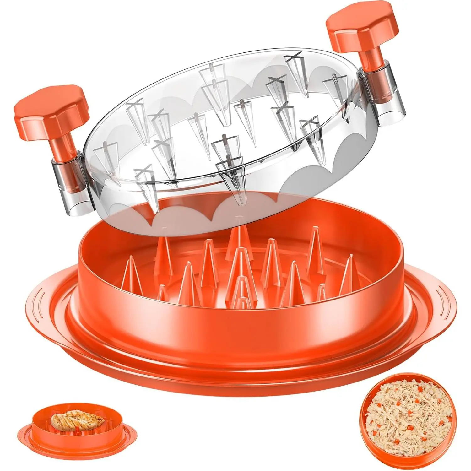 Chicken Shredder 8 Inches, Chicken Breast Shredder Tool, Cooked Meat Shredder with Clear Lid,  Design, Auti-slip, Easy To Clean, Chicken Shredder Tool Twist, Chicken  (Orange)