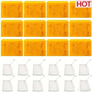 Lemon Turmeric Kojic Acid Soap Bar | Dark Spot Remover for Face & Body | Brightening Facial Cleanser Body Wash for Hyperpigmentation Even Skin Tone