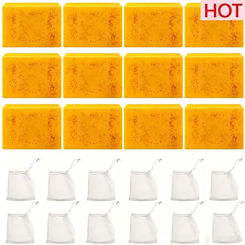 Lemon Turmeric Kojic Acid Soap Bar | Dark Spot Remover for Face & Body | Brightening Facial Cleanser Body Wash for Hyperpigmentation Even Skin Tone