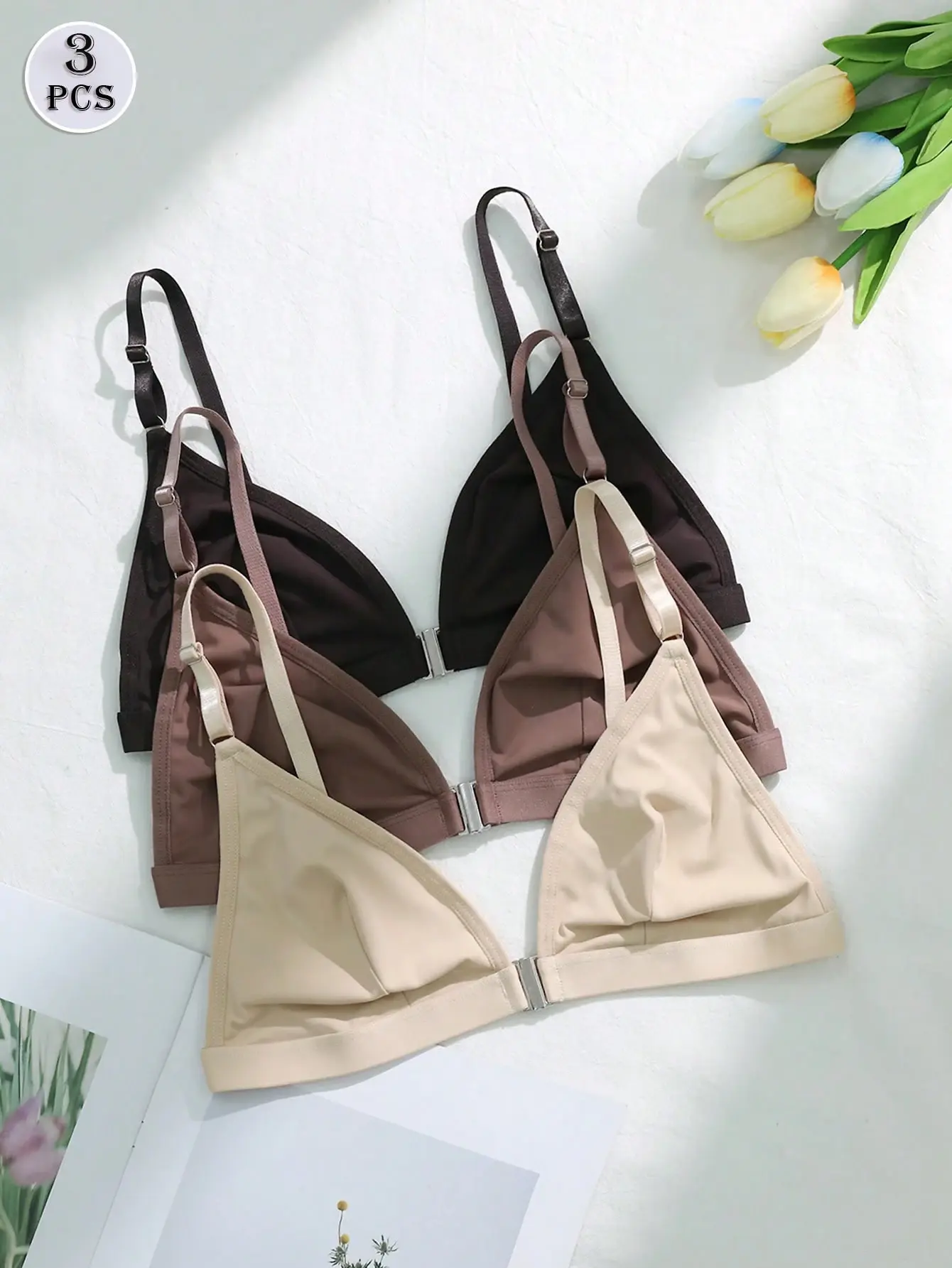 LALUZ Wireless Front Closure Bra Set Women Cheetah Print Top 3 Piece Lingerie Cute Comfortable Intimates Lounge Sleep Wear