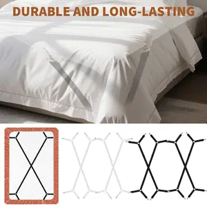 8 piece Bed Sheet Straps with Metal Clips Adjustable Bed Sheet Clips Elastic Adjustable Bed Sheet Holder Straps for Mattress Cover, Sheet, Sofa Cushion