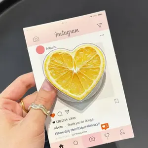 Cute Heart Shaped Orange Slice MagSafe Phone Grip – Fruit Aesthetic Magnetic Pop Socket & Kickstand – Phone Accessory Gift for Girls