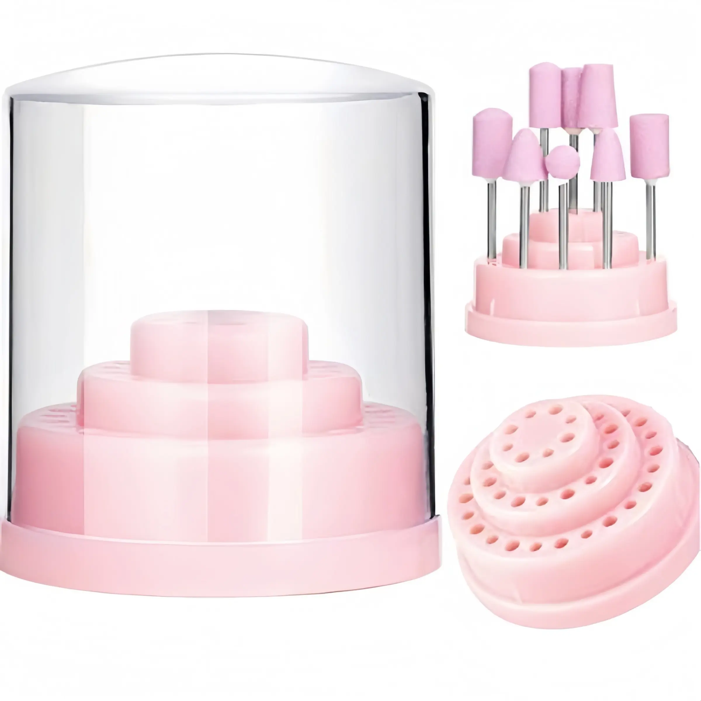 1pc Acrylic Nail Drill Bit Holder 48 Hole Storage Stand, Transparent Nail Tool Organizer including 3 Bases, Portable Nail Art and Cosmetic Storage Box for Salon and Home Use
