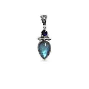 Labradorite & Iolite Statement Pendant