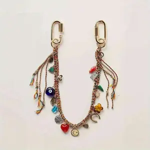 Lanyard Letter Beaded Keychain Y2K Aesthetics Key Chain Beaded Star Pendant Aesthetic Charm Tassel Key Chain Gifts Heart Drop