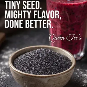 Queen Tee's Premium Natural High-Fiber Rich-Flavor Papaver Somniferum Whole Poppy Seeds, 1oz Garden Flower & Plant Seeds