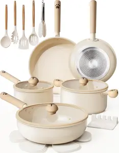 Pots and Pans Set Non Stick, 18 Pcs Non Toxic Ceramic Cookware Set, Dishwasher Safe Induction Cookware for Everyday Cooking & Housewarming Gifts