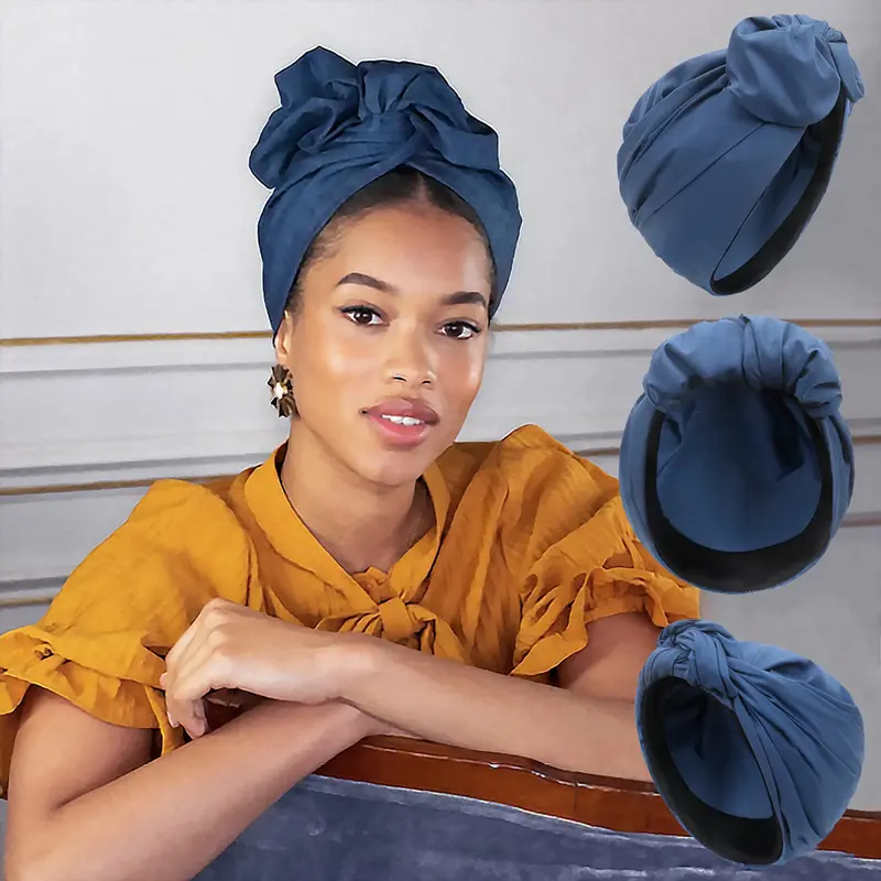 Women’s Solid Color Turban Headband - Cross-Hat Design, Snug Retro Knot, Fitted Fit, Breathable Silk Feeling Bandana, Trendy Shawl Wrap, Head Scarf, French Casual Fashion Accessory for Engagement, Anniversary Daily Use
