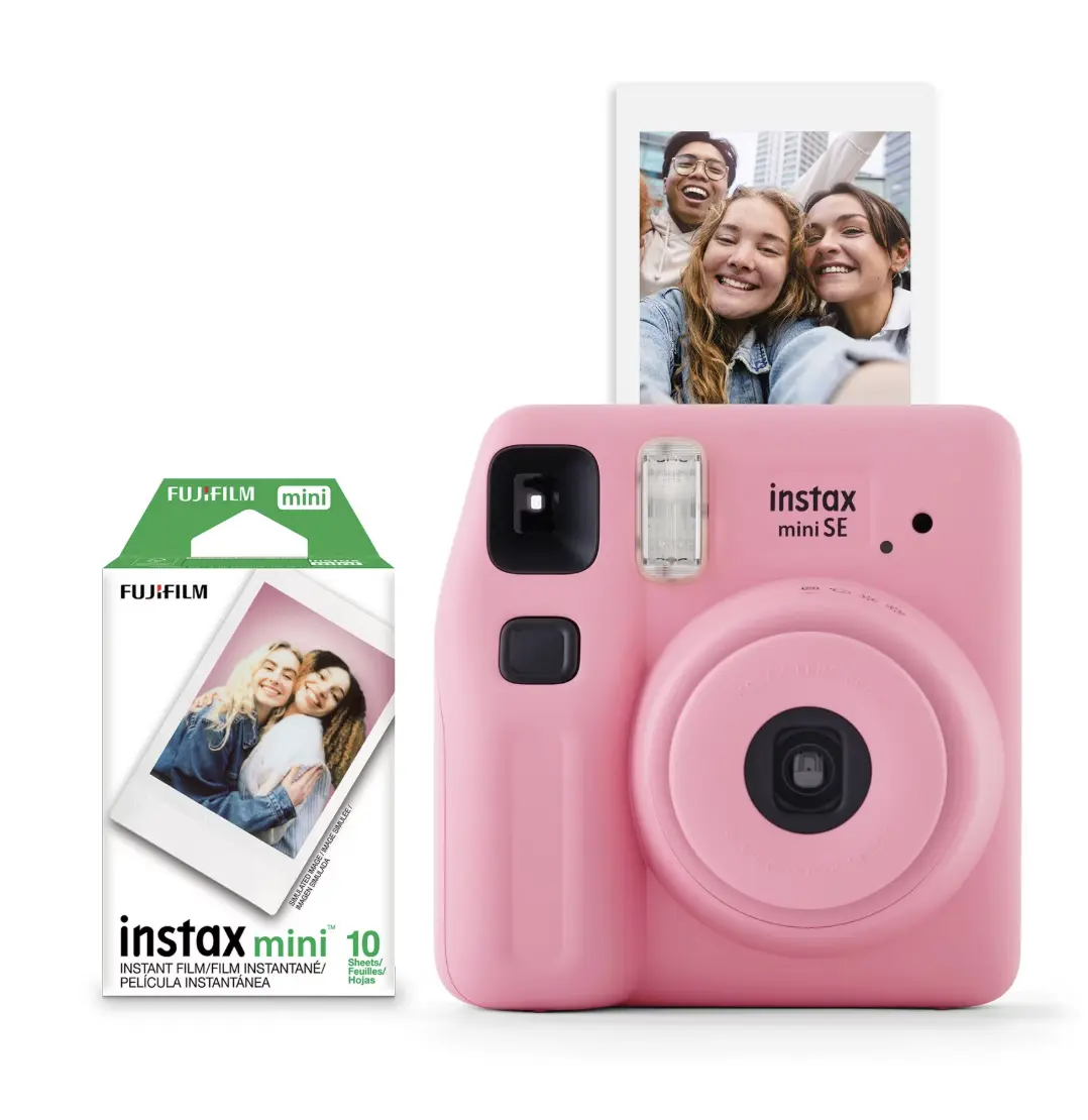 Fujifilm Instax Mini SE Instant Camera with Bonus 10 Pack Mini Film, Pink (Value Pack)
