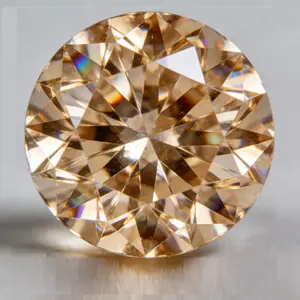 SANMU Champagne Moissanite Round Brilliant Cut Loose Diamond 0.6-5Carats D Color VvS1 Clarity GRA Certified forJewelry Making Rings Necklaces Pendants Earrings