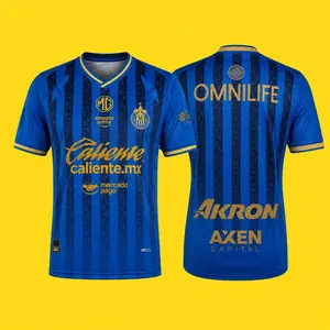 25 26 Chivas de Guadalajara 3rd Away Soccer Jersey Mexico LIGA MX Fans Version Short Sleeve Jersey Quick Dry Football Jersey Blue Quick-Dry