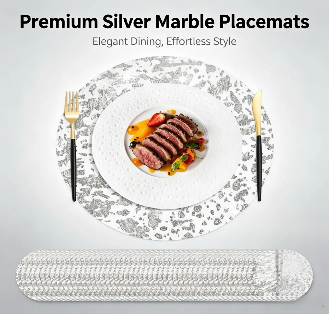 100 Pcs Disposable Gold & Silver Polyester Doily Placemats & Coasters - 13 in Round Durable Metallic Mesh Pressed Table Doilies, Foil Woven Thin Mesh for Indoor Weddings, Restaurants, Home Decoration Tableware