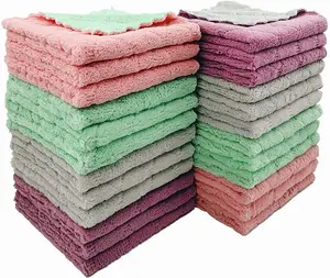 24-Pack Microfiber Cleaning Cloth, Kitchen Cloth Dish Towels, Double-Sided Premium Dishcloths, Reusable Household Cleaning Cloths for House Furniture Table Kitchen Glass Cleaning