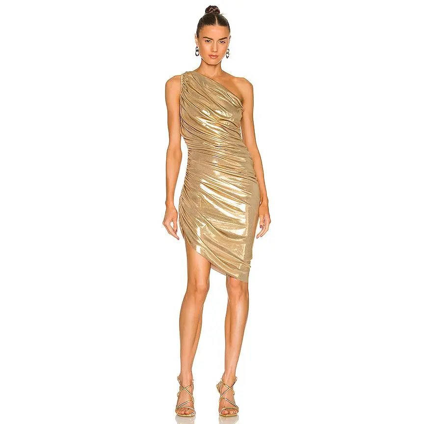 Norma Kamali Diana Mini Dress in Gold